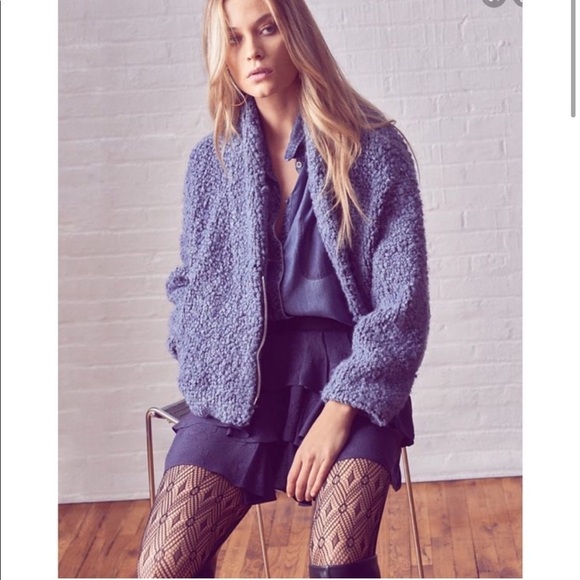 IRO Daney Light Blue Looped Knit Zip Jacket - Picture 4 of 15